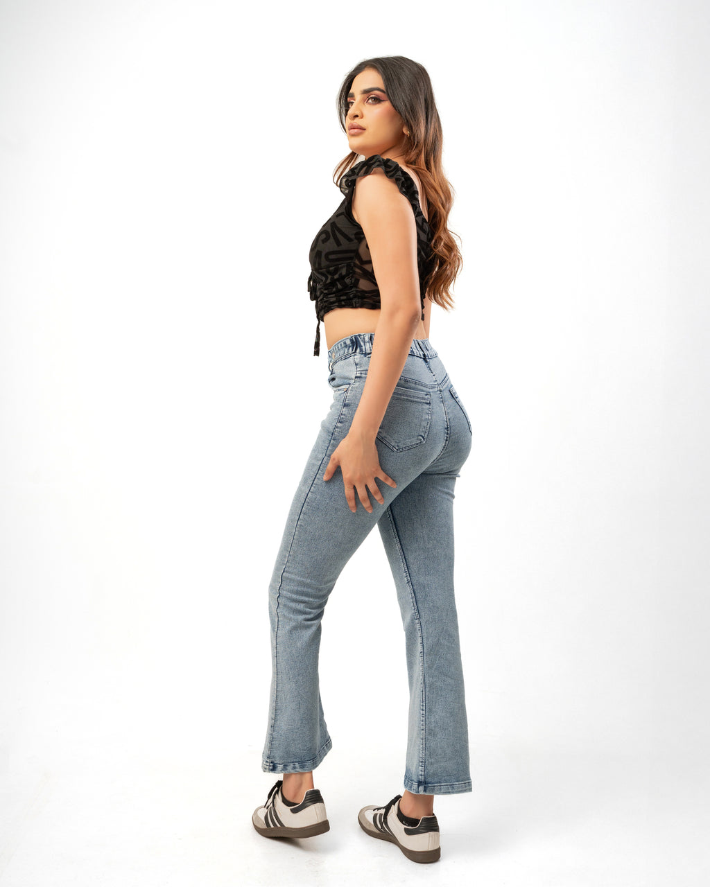 Black Ruched Crop Top