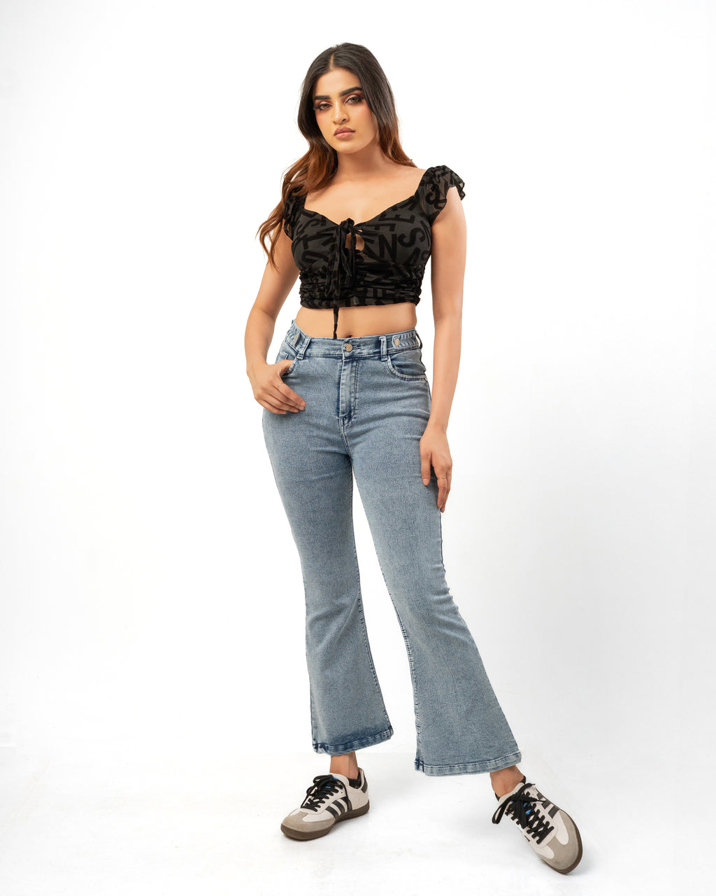 Black Ruched Crop Top