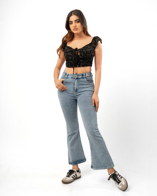 Black Ruched Crop Top