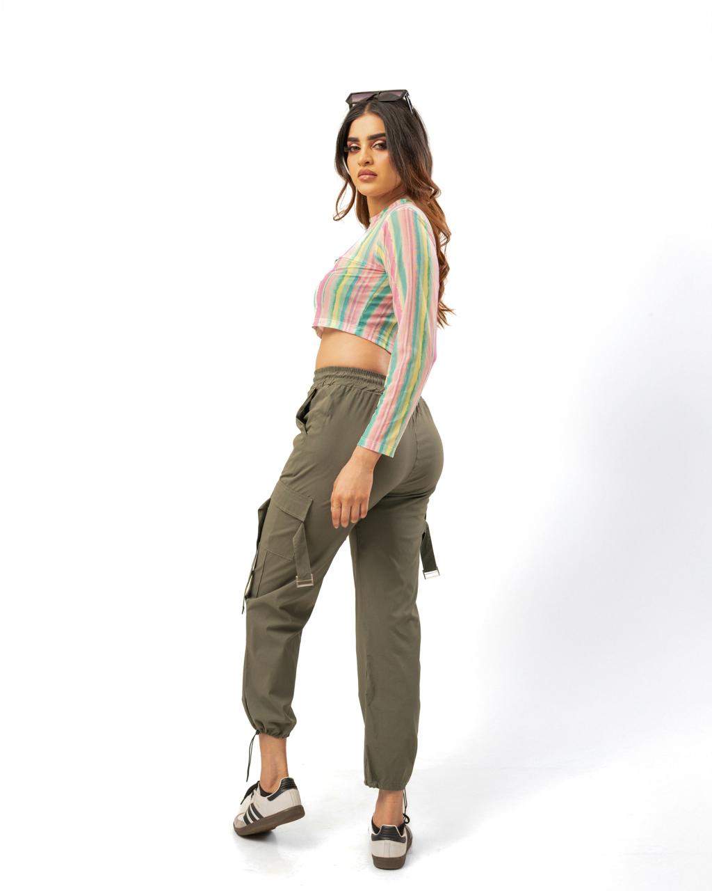 Pastel vibes striped crop Top