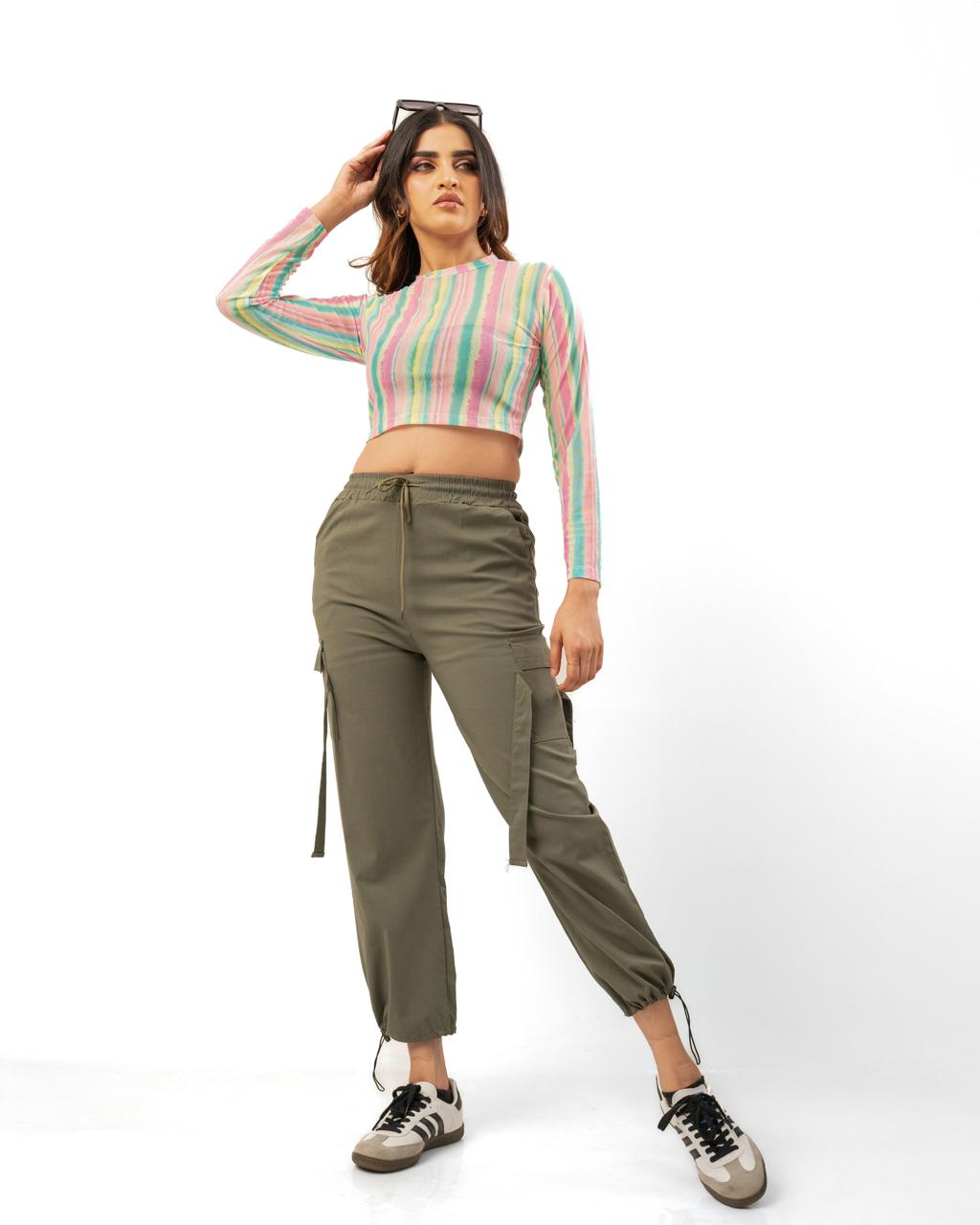 Pastel vibes striped crop Top