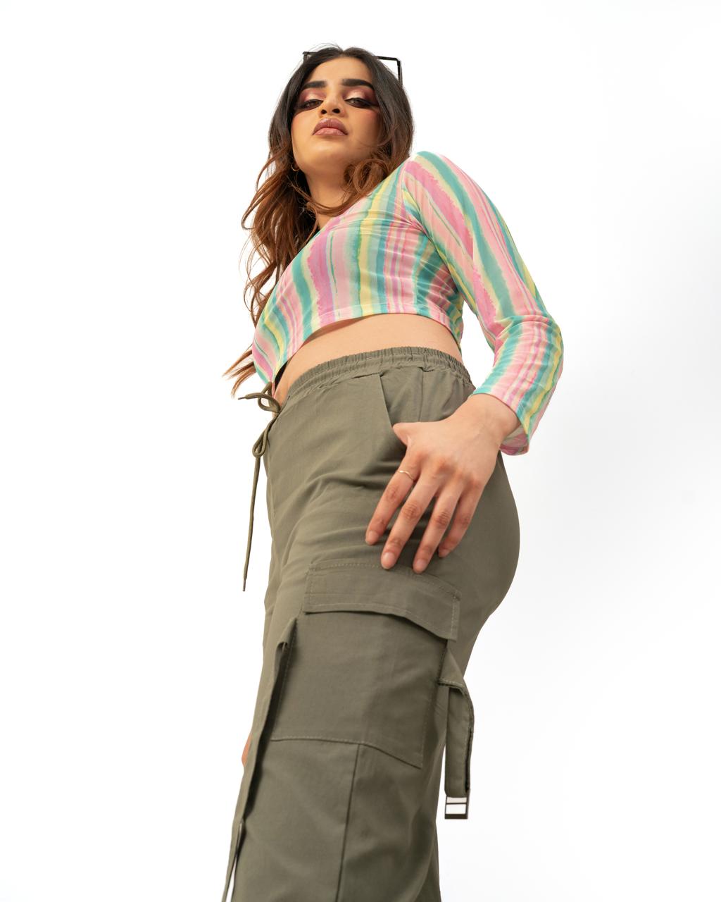 Pastel vibes striped crop Top