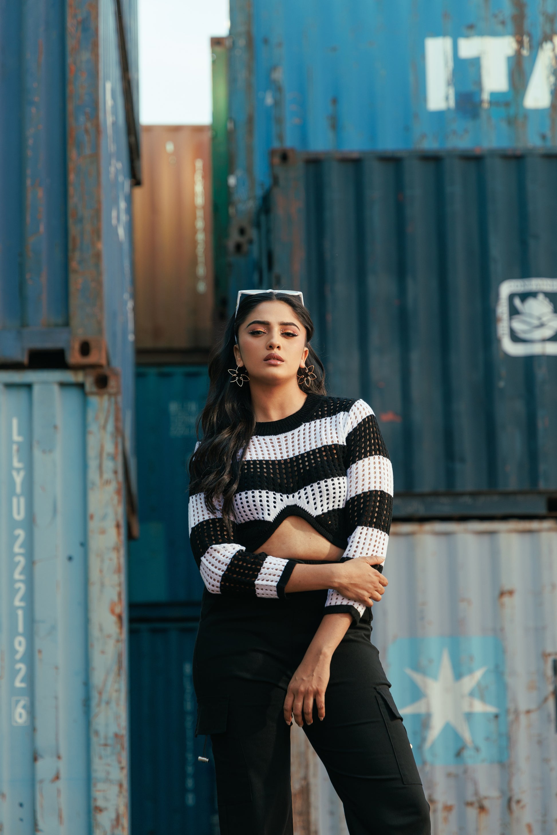 Stripe Bare Knit Top